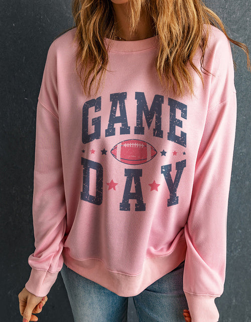 Load image into Gallery viewer, GAME DAY Round Neck Long Sleeve Sweatshirt
