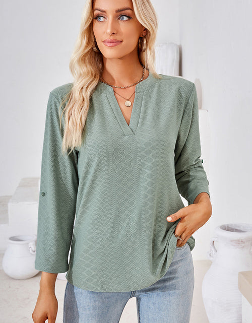 Load image into Gallery viewer, Notched Roll-Tab Sleeve T-Shirt
