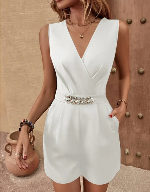 Load image into Gallery viewer, Chain Decor Romper with Pockets

