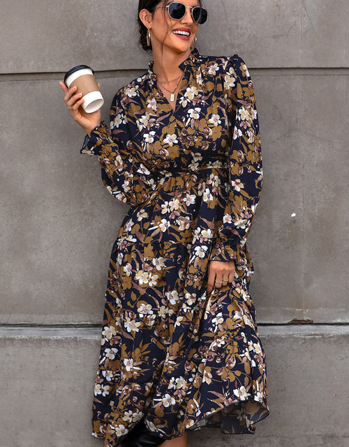 Load image into Gallery viewer, Perfee Floral Flounce Sleeve Tiered Dress
