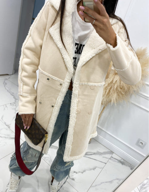 Load image into Gallery viewer, Lapel Collar Exposed Seam Buttoned Coat
