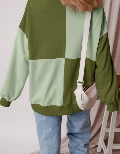 Load image into Gallery viewer, Color Block Half Button Long Sleeve Sweatshirt
