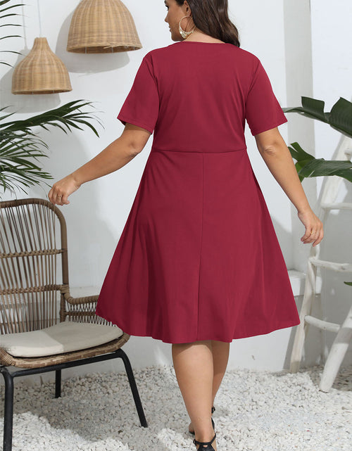 Load image into Gallery viewer, Plus Size Round Neck Openwork Dress
