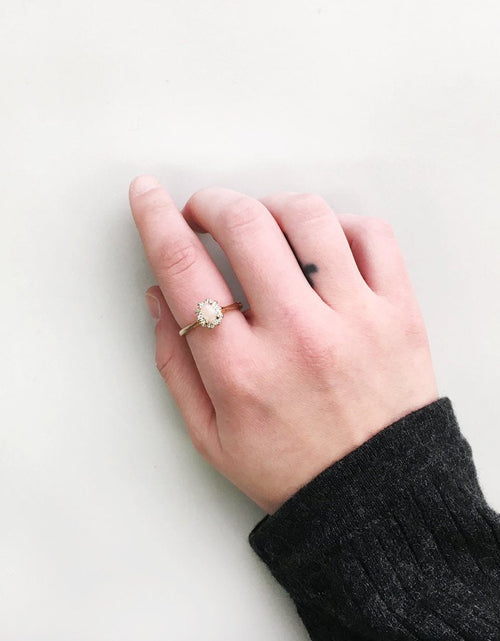 Load image into Gallery viewer, Vintage Genuine Opal or Austrian Crystal Ring 18k Yellow Gold Electroplated by PVD Vintage Jewelry
