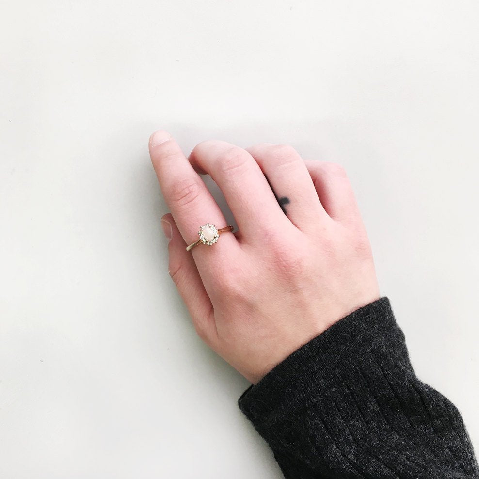 Vintage Genuine Opal or Austrian Crystal Ring 18k Yellow Gold Electroplated by PVD Vintage Jewelry