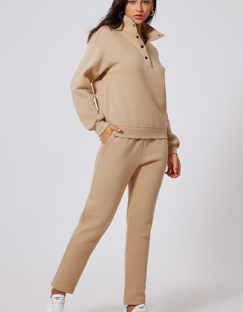 Load image into Gallery viewer, Half Snap Turtleneck Top and Pants Active Set
