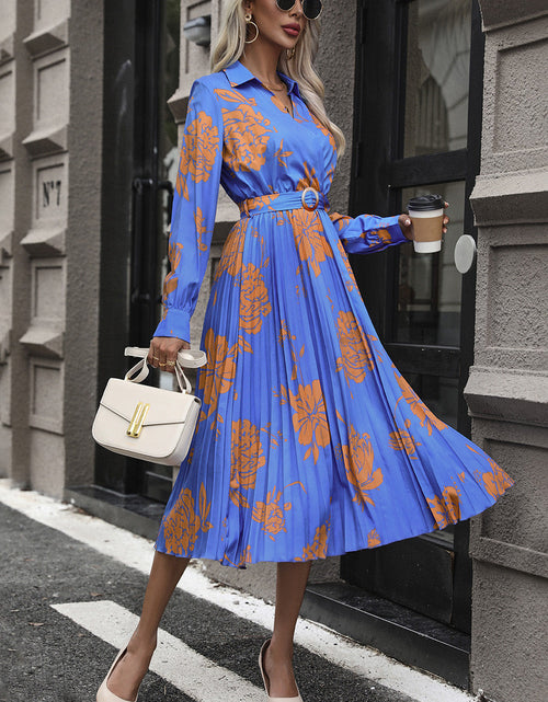 Load image into Gallery viewer, Perfee Floral Pleated Surplice Long Sleeve Midi Dress
