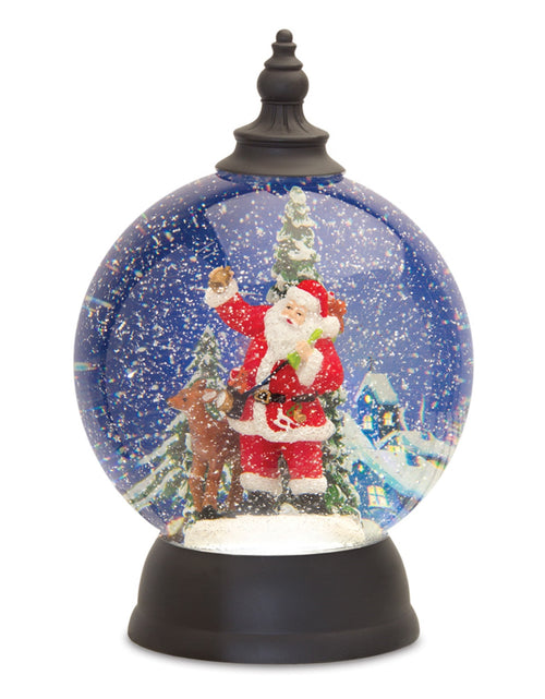 Load image into Gallery viewer, LED Snow Globe Ball with Santa and Deer Figure 9.25"D
