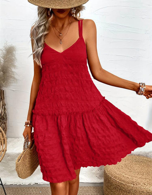 Load image into Gallery viewer, Crisscross Double Spaghetti Straps Tiered Cami Dress
