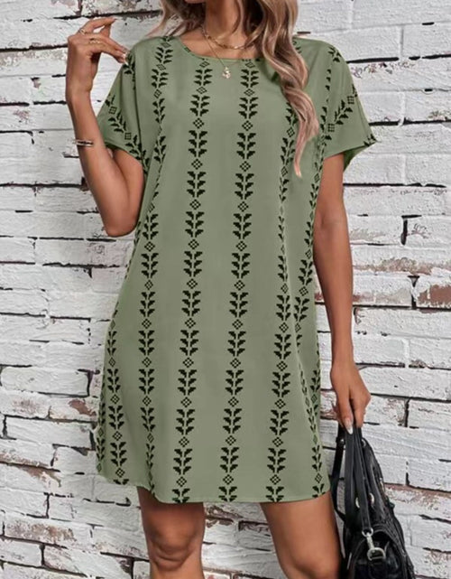 Load image into Gallery viewer, Printed Round Neck Short Sleeve Dress
