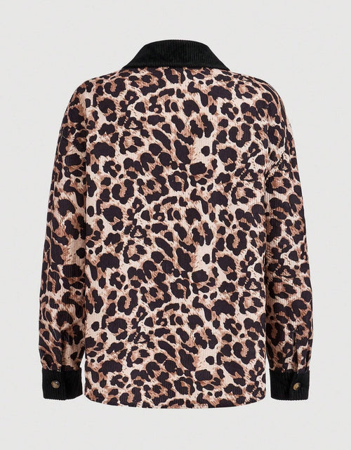 Load image into Gallery viewer, Leopard Collared Neck Button Up Shacket

