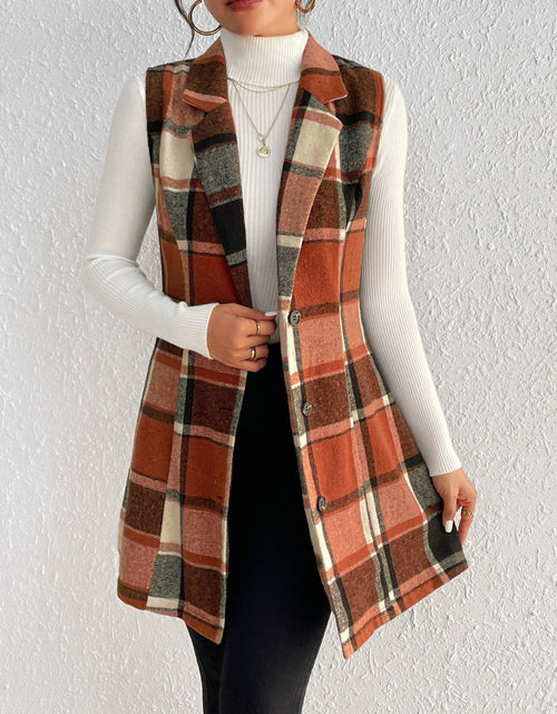 Load image into Gallery viewer, Honey Plaid Button Up Vest Coat
