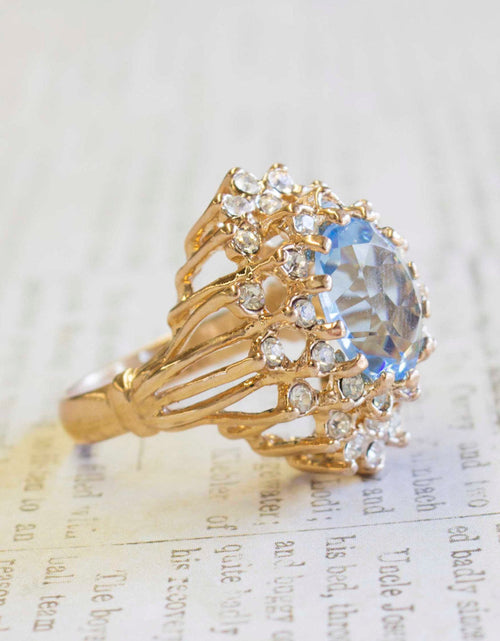 Load image into Gallery viewer, Vintage Women's Austrian Crystal Cocktail Ring 18k Gold Electroplated Birthstone Ring for Women by PVD Vintage Jewelry

