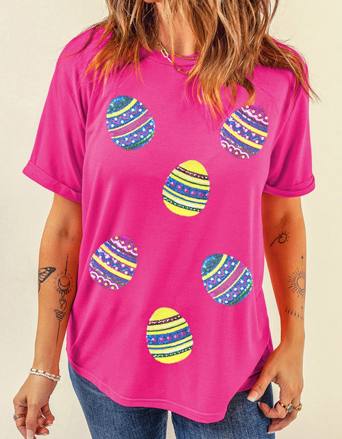 Load image into Gallery viewer, Sequin Easter Egg Short Sleeve T-Shirt
