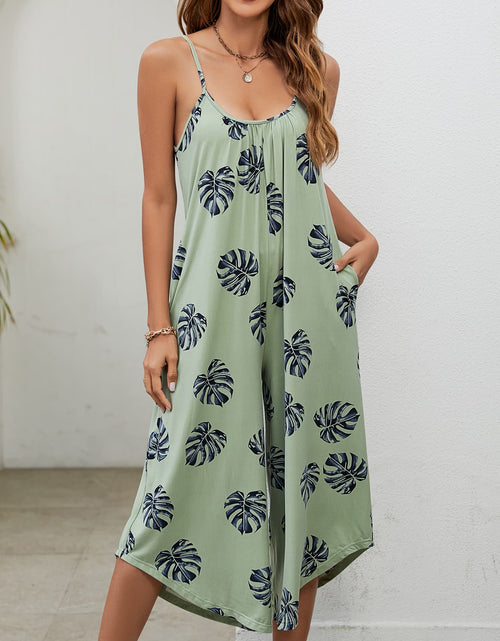Load image into Gallery viewer, Botanical Print Spaghetti Strap Scoop Neck Jumpsuit
