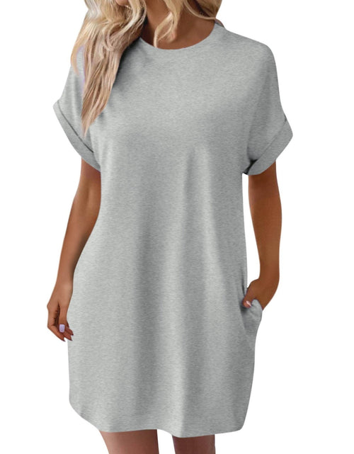Load image into Gallery viewer, Round Neck Short Sleeve Mini Dress
