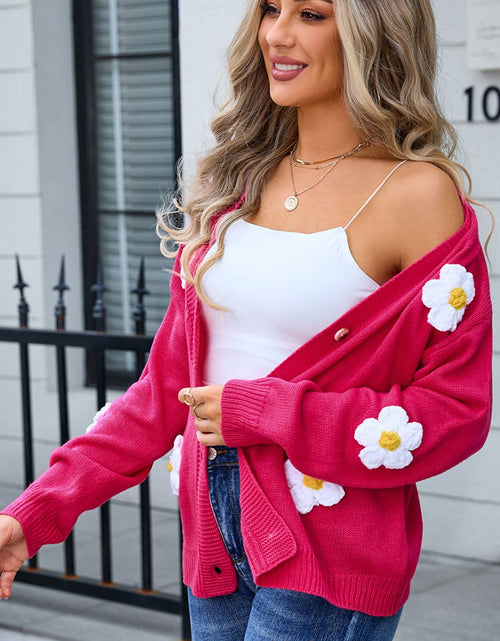 Load image into Gallery viewer, Angel Wings Crochet Flower Button Up Cardigan
