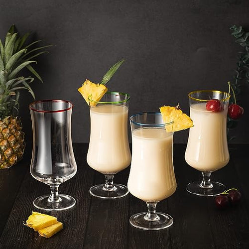 Load image into Gallery viewer, Hurricane Glasses, Large 17oz Pina Colada, Set of 4 Tropical Cocktail Tall Stemmed Crystal Glassware, Poco Grande Cups, Tulip Shaped for Bar Drinks, Daiquiri, Juice, Bloody Mary, Mai Tai, Cocktails by The Wine Savant
