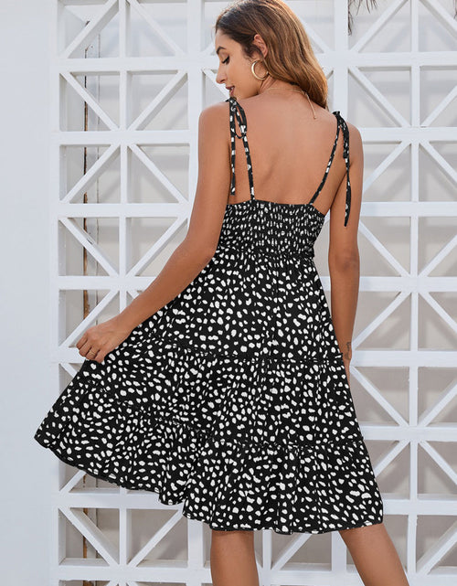 Load image into Gallery viewer, Printed Square Neck Tie Shoulder Dress

