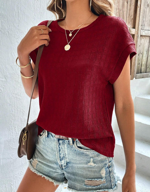 Load image into Gallery viewer, Textured Round Neck Short Sleeve Top
