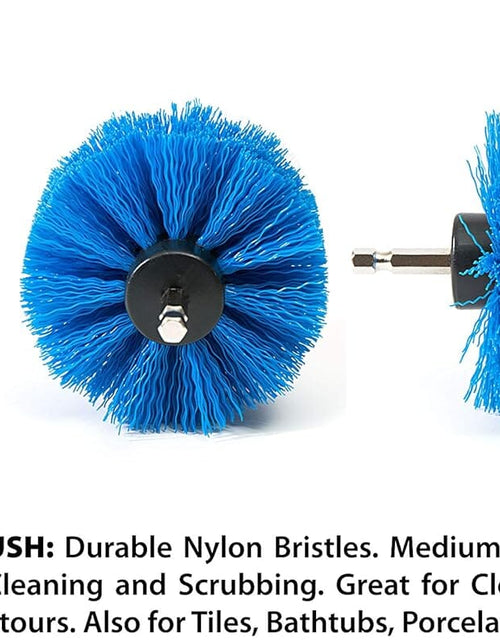 Load image into Gallery viewer, RevoClean 4 Piece Scrub Brush Power Drill Attachments-All Purpose Time Saving Kit-Perfect for Cleaning Grout, Tile, Counter, Shower, Grill, Floor, Kitchen, Blue &amp; White by TubShroom.com
