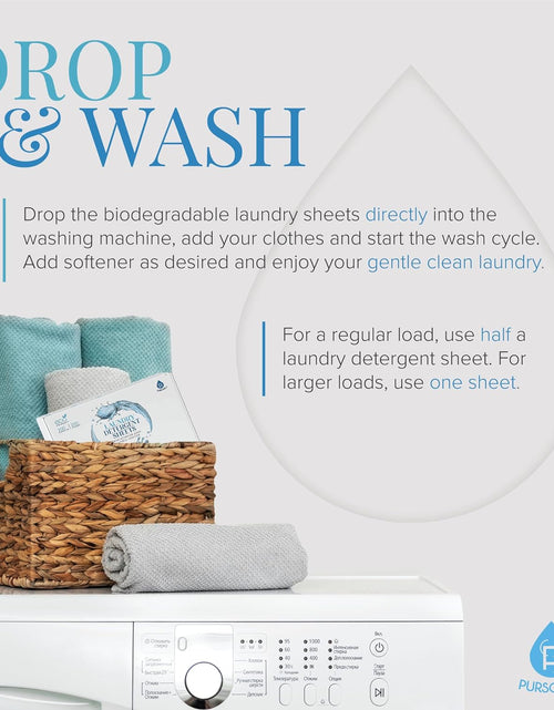 Load image into Gallery viewer, Natural Laundry Detergent Sheets ,Eco Friendly– Fresh Linen Scent by Pursonic
