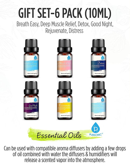 Load image into Gallery viewer, 6 Pack of 100% Pure Essential Aromatherapy Oils Blends by Pursonic
