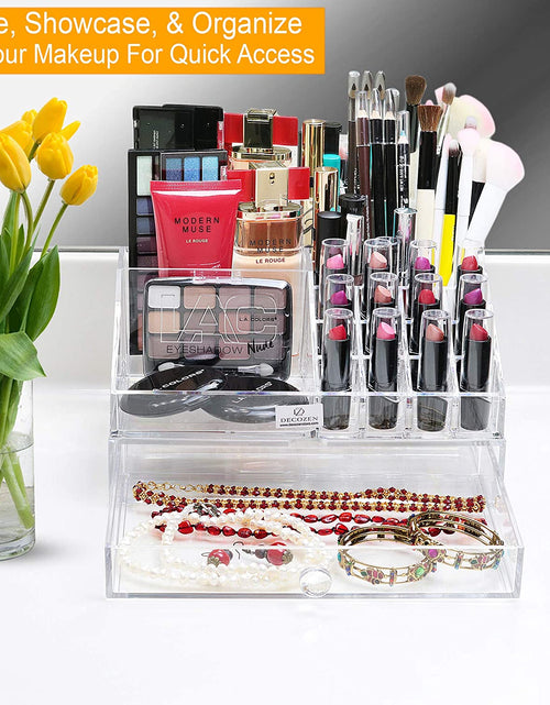 Load image into Gallery viewer, Clear Makeup Organizers - 19 Slots and 1 Drawer by Decozen
