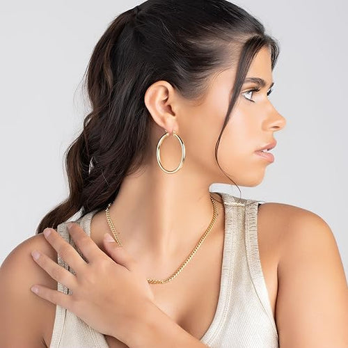 Load image into Gallery viewer, 18K Gold 4MM Solid Hoop Earrings For Women, High Polish Finish, Tarnish Free. Made In Brazil
