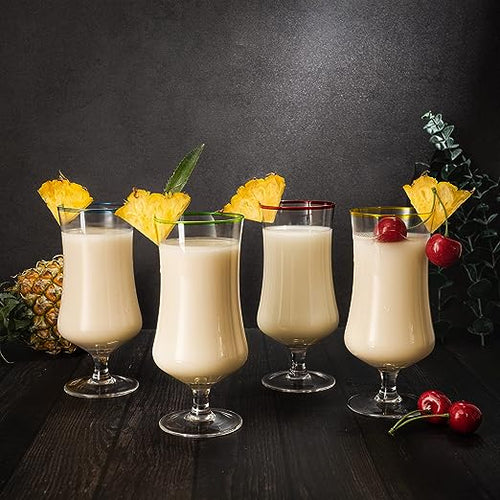 Load image into Gallery viewer, Hurricane Glasses, Large 17oz Pina Colada, Set of 4 Tropical Cocktail Tall Stemmed Crystal Glassware, Poco Grande Cups, Tulip Shaped for Bar Drinks, Daiquiri, Juice, Bloody Mary, Mai Tai, Cocktails by The Wine Savant
