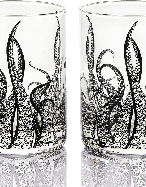 Load image into Gallery viewer, Octopus Tentacle Whiskey Glassware | Set of 2 | 9 OZ Handmade Craft Beer, Cocktail, Water, Bar Rock Glass - Kraken Tumbler Gift Set, Old Fashioned Rocks Glasses, Antique Design Extraordinary Detail by The Wine Savant
