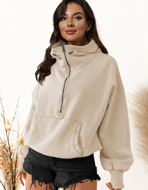 Load image into Gallery viewer, Zip-Up Dropped Shoulder Hoodie
