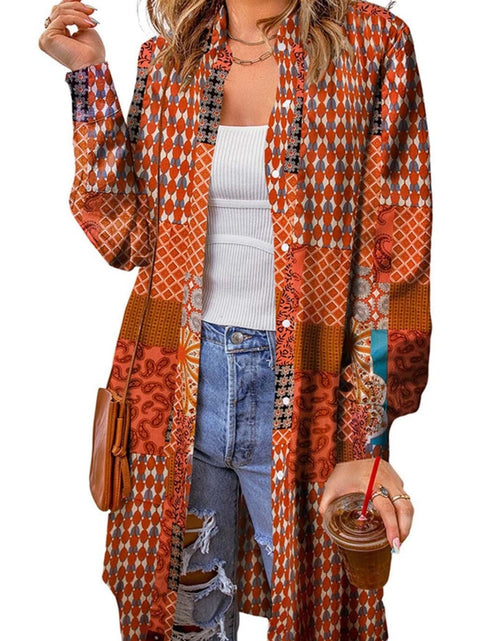 Load image into Gallery viewer, Printed Button Up Long Sleeve Cardigan
