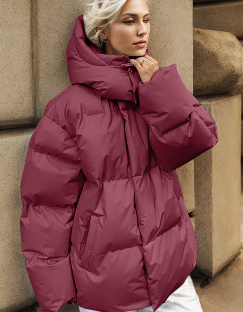 Load image into Gallery viewer, Pocketed Zip Up Hooded Puffer Jacket
