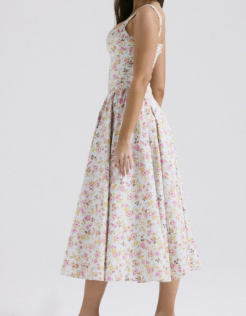Load image into Gallery viewer, Floral Square Neck Wide Strap Midi Dress

