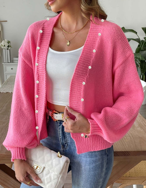 Load image into Gallery viewer, Pearl Open Front Long Sleeve Cardigan
