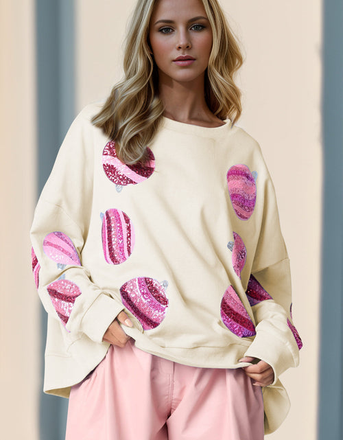 Load image into Gallery viewer, Double Take Sequin Round Neck Long Sleeve Sweatshirt
