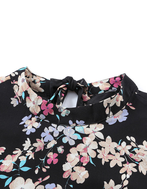 Load image into Gallery viewer, Floral Mock Neck Lace Short Sleeve Top
