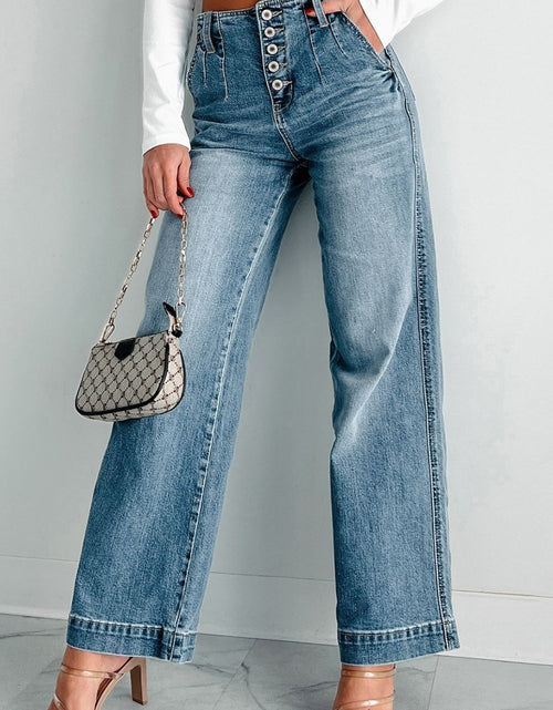Load image into Gallery viewer, Button Fly High Waist Jeans
