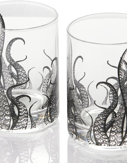Load image into Gallery viewer, Octopus Tentacle Whiskey Glassware | Set of 2 | 9 OZ Handmade Craft Beer, Cocktail, Water, Bar Rock Glass - Kraken Tumbler Gift Set, Old Fashioned Rocks Glasses, Antique Design Extraordinary Detail by The Wine Savant
