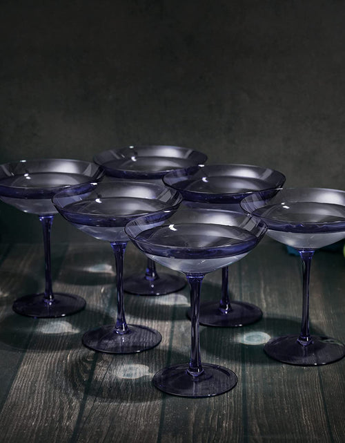 Load image into Gallery viewer, Lavender Champagne Coupes 12oz Set of 6 by The Wine Savant - Colored Champagne Glasses, Prosecco, Mimosa Glasses Set, Cocktail Glass Set, Bar Glassware Bachelorette Anniversary Gifts by The Wine Savant
