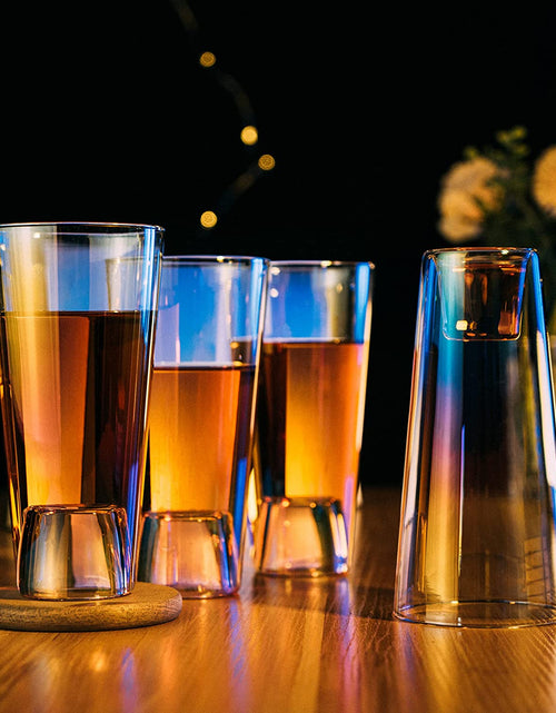 Load image into Gallery viewer, Shot in the Pint Glass, Take a Shot Funny Beer Glass/Mug 4-Set 7"H The Wine Savant - Beers Pilsner Tumblers Perfect for Entertaining, Home Bar, Weddings, Parties, Funny Gifts 21oz (640mL) (Iridescent) by The Wine Savant

