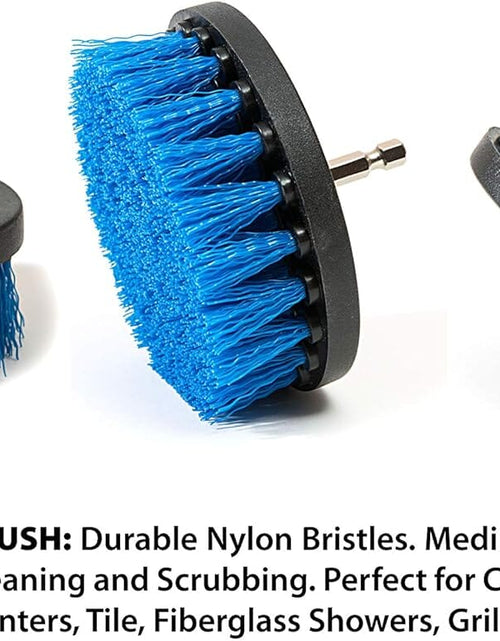 Load image into Gallery viewer, RevoClean 4 Piece Scrub Brush Power Drill Attachments-All Purpose Time Saving Kit-Perfect for Cleaning Grout, Tile, Counter, Shower, Grill, Floor, Kitchen, Blue &amp; White by TubShroom.com
