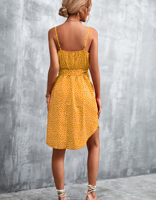 Load image into Gallery viewer, Printed V-Neck Tie Waist Mini Dress
