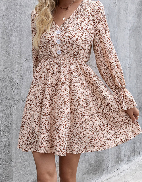 Load image into Gallery viewer, Ivy Lane Decorative Button V-Neck Flounce Sleeve Dress
