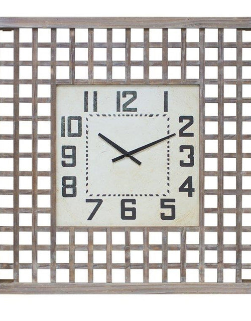Load image into Gallery viewer, Lattice Wood Wall Clock 29.5"SQ
