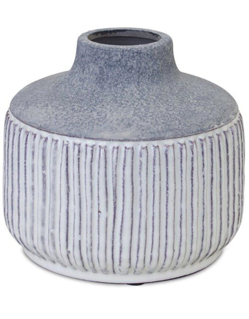 Load image into Gallery viewer, Modern Grey Terra Cotta Vase with Glazed Accent 6"H
