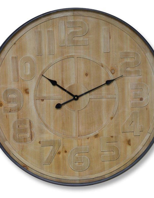 Load image into Gallery viewer, Natural Wooden Wall Clock with Metal Frame 31.5"D
