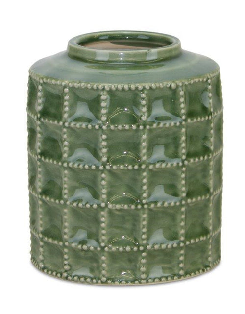 Load image into Gallery viewer, Sage Green Terra Cotta Vase 6.75"H
