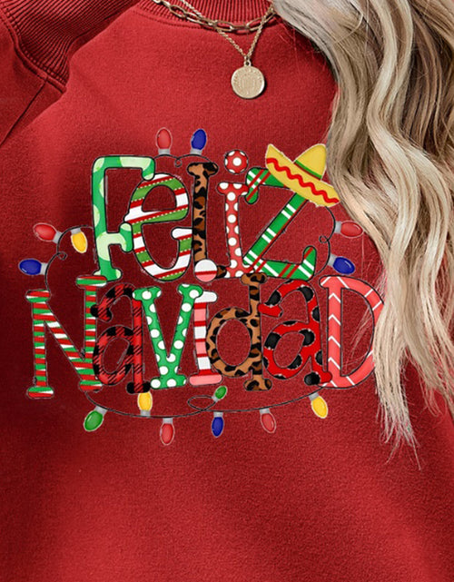 Load image into Gallery viewer, FELIZ NAVIDAD Round Neck Drop Shoulder Sweatshirt
